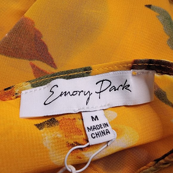 EMORY PARK Stitch Fix Landry Crochet Trim Open Kimono Yellow Floral Size Med New - Picture 8 of 9